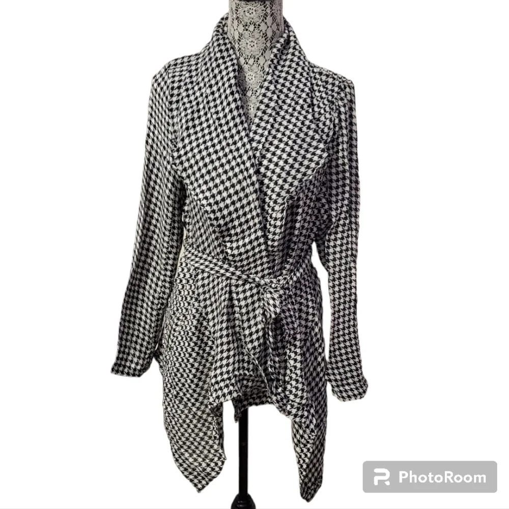 NWOT Cato Women's Houndstooth Jacket Open Front Cardigan S